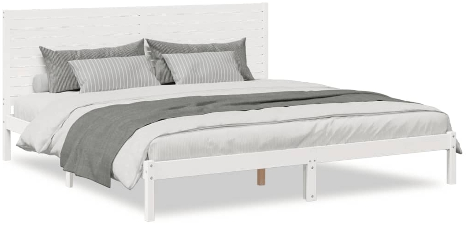 vidaXL Massivholzbett Extra Lang ohne Matratze Weiß 180x210 cm 3309304 Bild 1