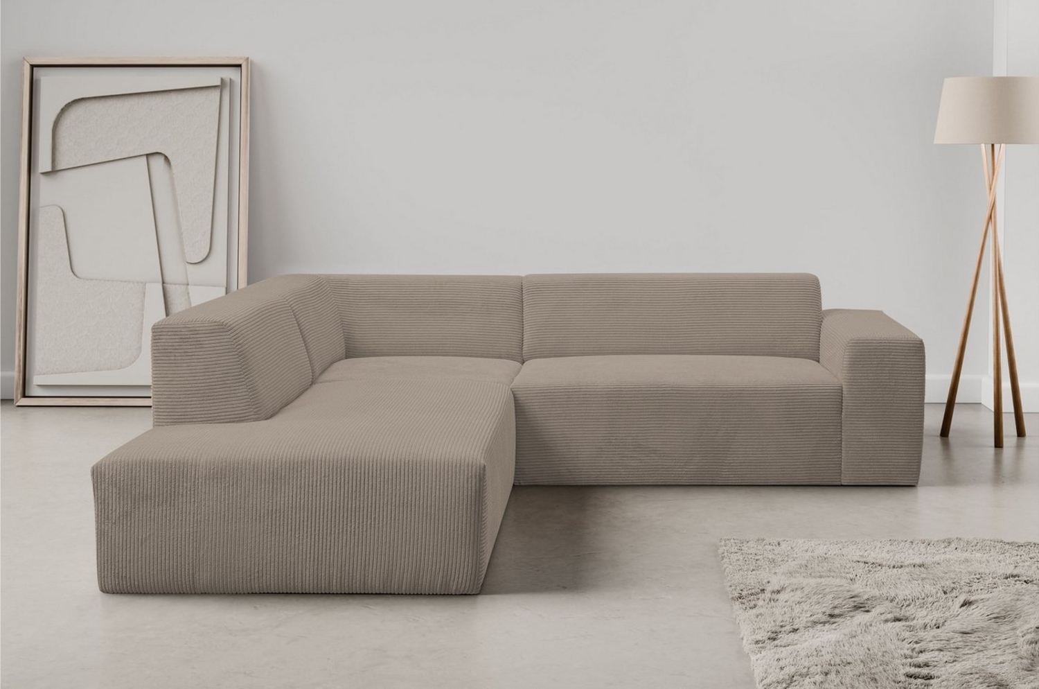 WERK2 Ecksofa Zeus-M, tolles Sofa mit schönen Details, L-Form, Curvy Trend Garnitur, urbane Optik, komfortable Wellenunterfederung Bild 1