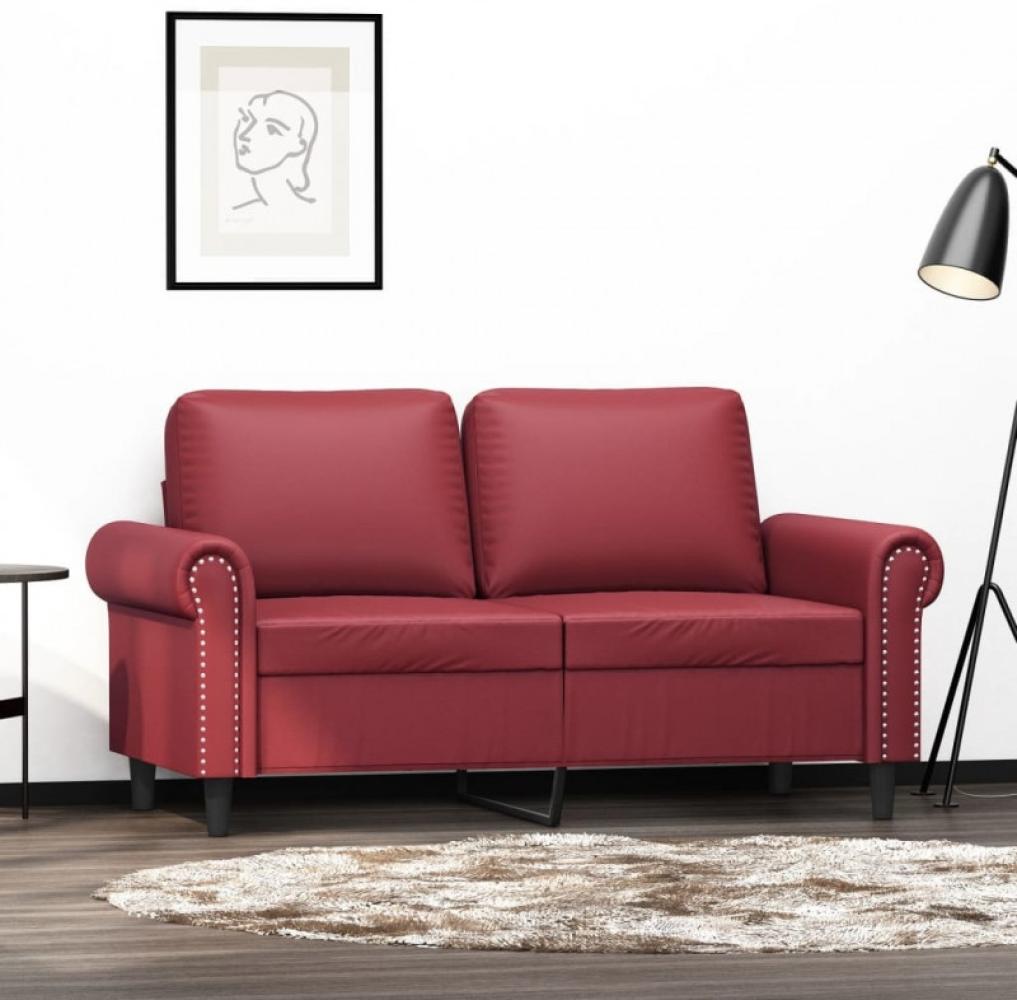 2-Sitzer-Sofa Weinrot 120 cm Kunstleder (Farbe: Rot) Bild 1