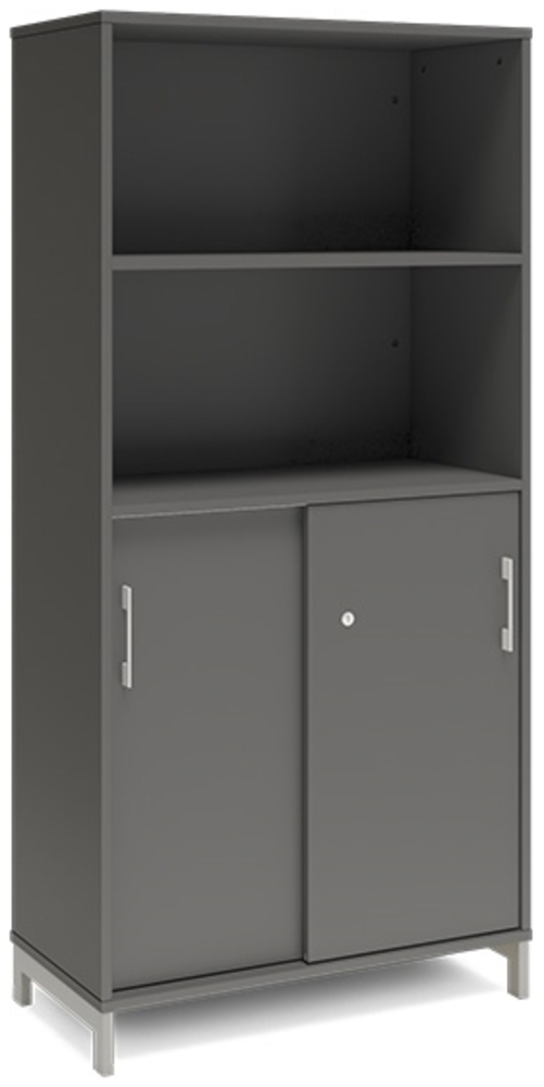 Büroschrank DNA 800x1660 mm Anthrazit/Weiß Schiebetür 4A4 Bild 1