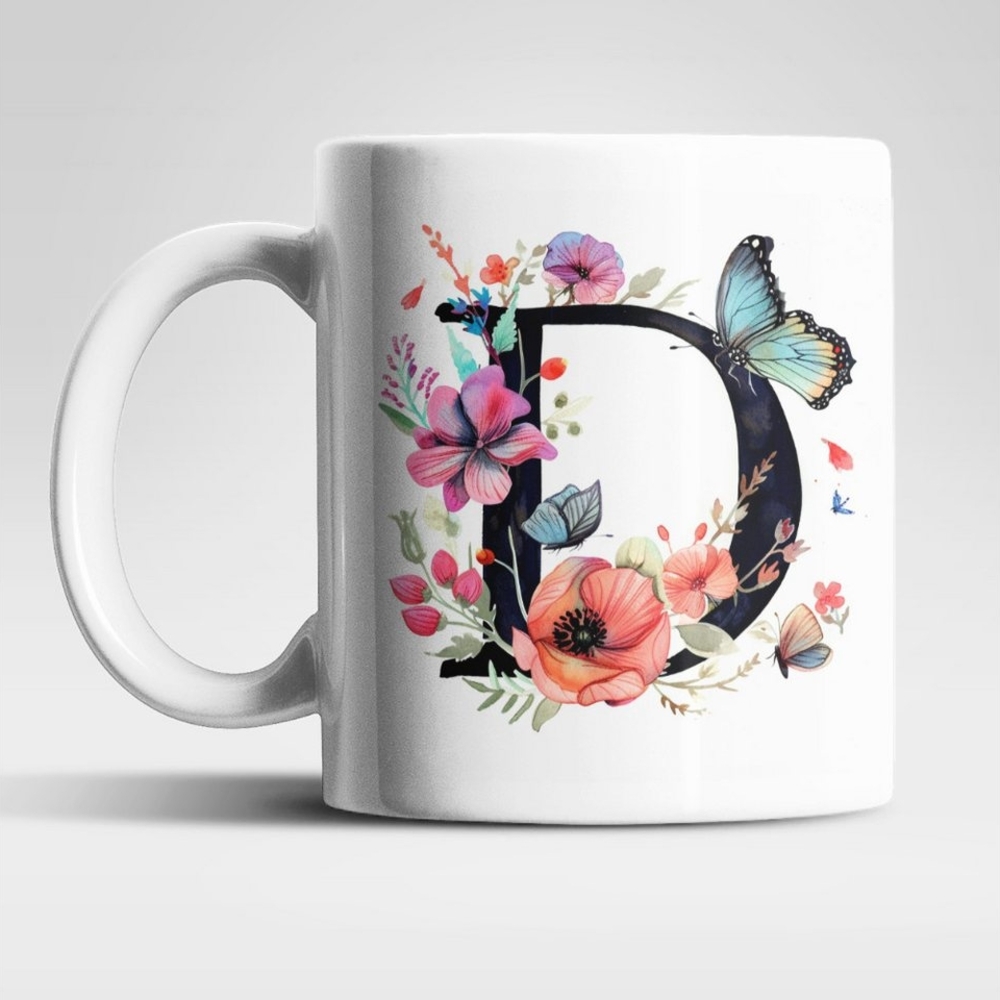 WS-Trend Tasse Name A bis Z Blumen Schmetterlinge Kaffeetasse Teetasse Geschenkidee, Keramik Bild 1