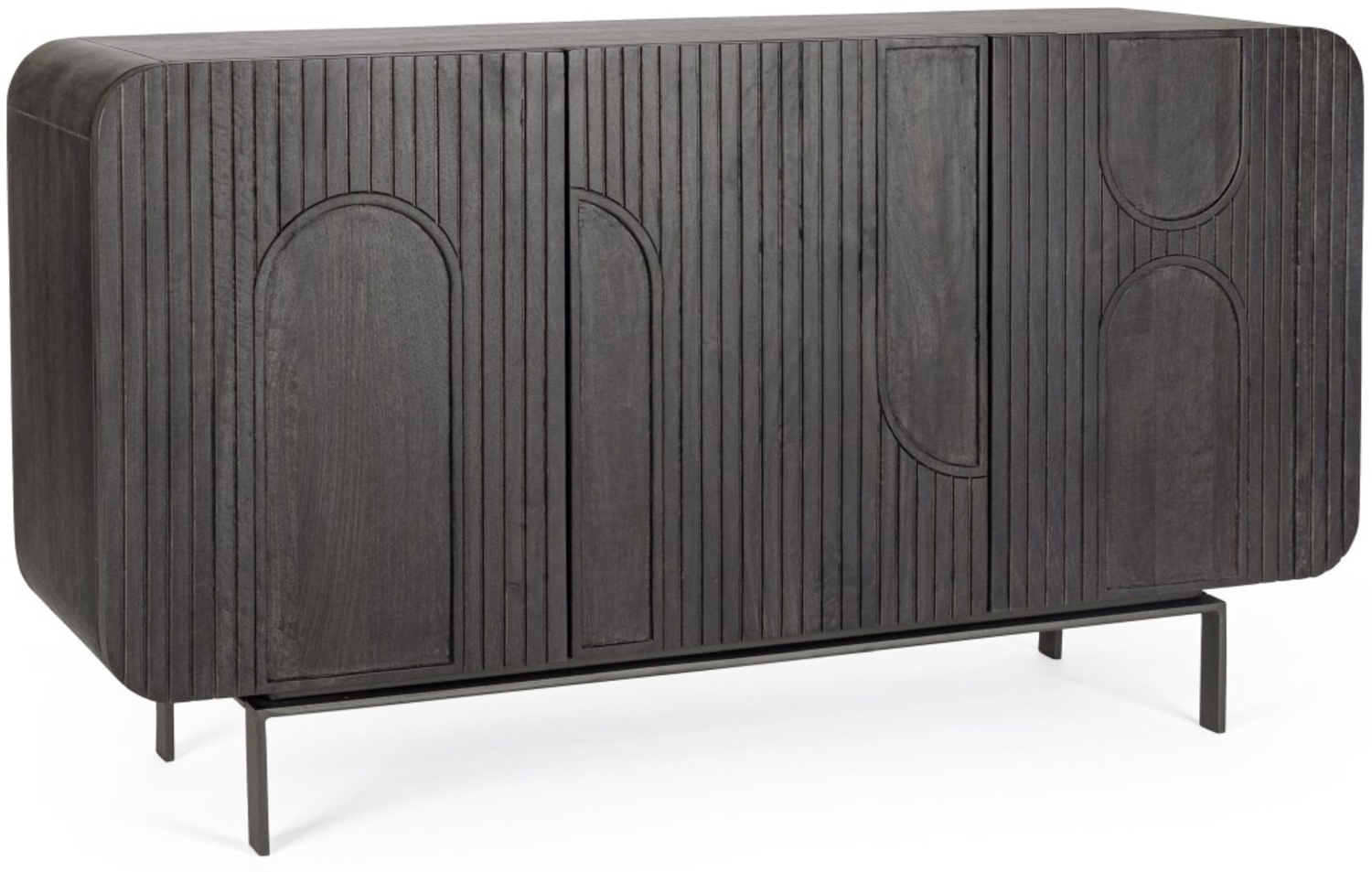 Sideboard Orissa aus Mangoholz Schwarz, 145 cm Bild 1