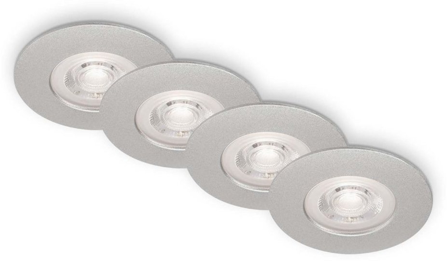 BRILONER Leuchten - 4er Set Einbauleuchten Decke, Dimmbar, LED Einbaulampen ultraflach, Einbaustrahler Bad, Badeinbaustrahler IP44, Chrom-Matt, 90x25 mm (DxH) Bild 1
