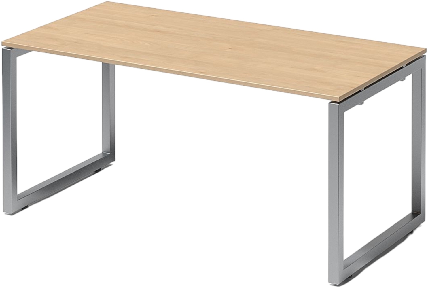 Bisley Cito Schreibtisch 160x80 cm, Tischplatte in Ahorn, O-Gestell in Silber - Bürotisch & Computertisch, PC Tisch für's Büro, Arbeitshöhe: 74 cm, DOF1608-MP-355 Bild 1