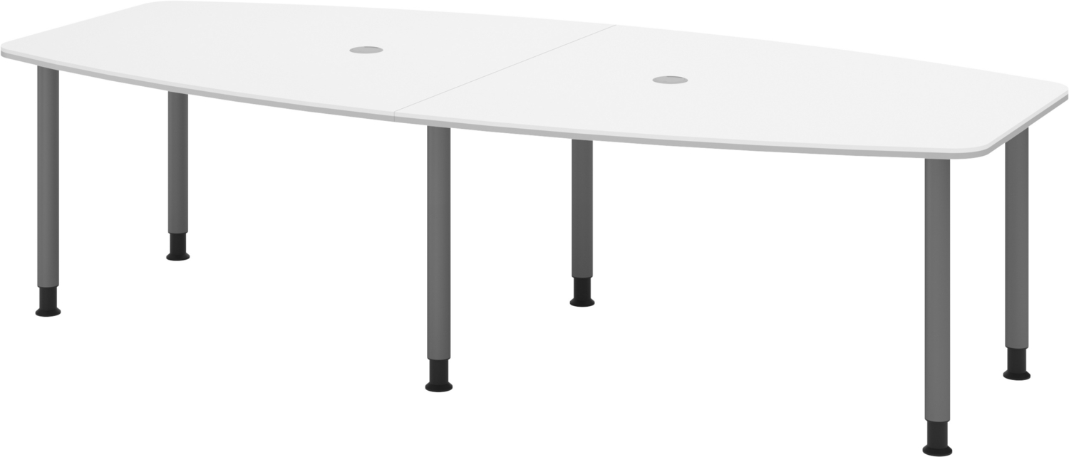 bümö Konferenztisch oval 280x130 cm großer Besprechungstisch in weiß, Besprechungstisch mit Gestell in graphit, Meetingtisch für 10 Personen, XXL-Tisch für Besprechungsraum & Meeting, KT28C-W-G Bild 1