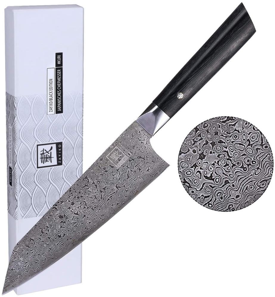 ZAYIKO Damastmesser BLACK EDITION "Japan Chefmesser" - Pakkaholz - VG-10 Stahlkern Bild 1