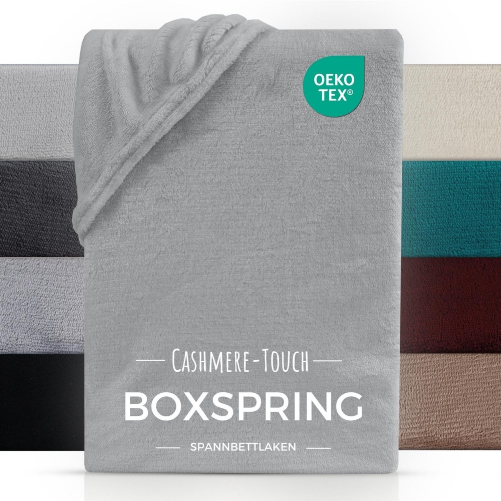 Carpe Sonno Spannbettlaken Boxspring Cashmere Touch Winter warm 180x200 200x200 180x220 200x220, Fleece, Gummizug: rundum, (1 Stück), Wasserbett Spannbettlaken Kuscheliges Spannbetttuch Silber Bild 1