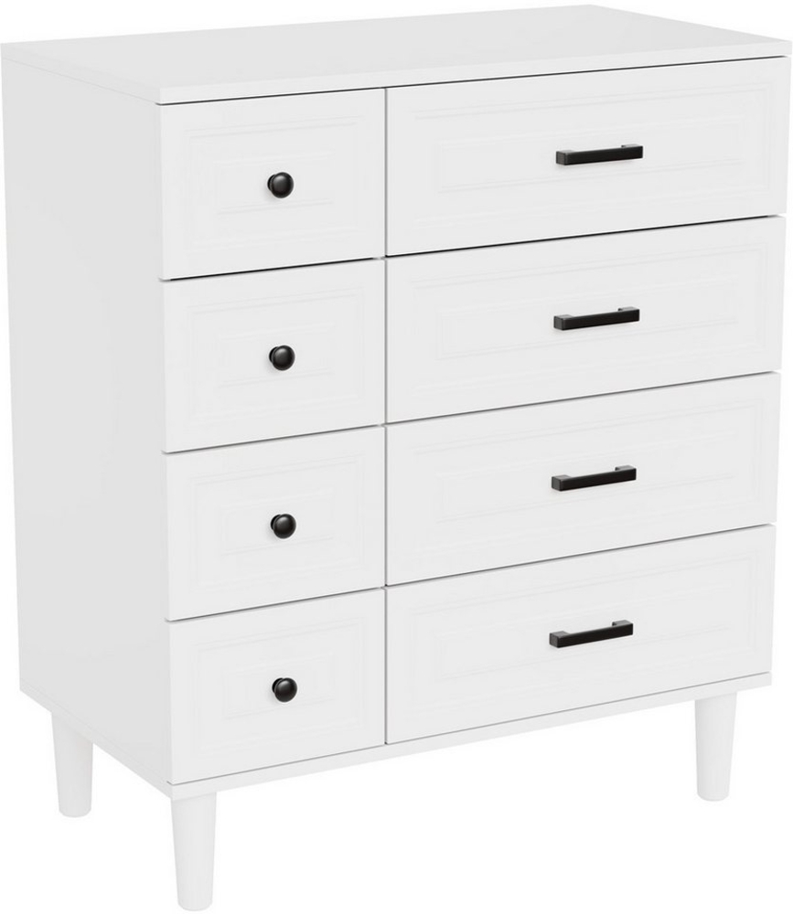 HOMAVO Kommode DG3 mit 8 Schubladen– modernes Design mit Füßen-75x40x87 cm, FSC®-zertifiziert, pflegeleicht, Innenprägung-Front mit Tiefziehfolie Bild 1