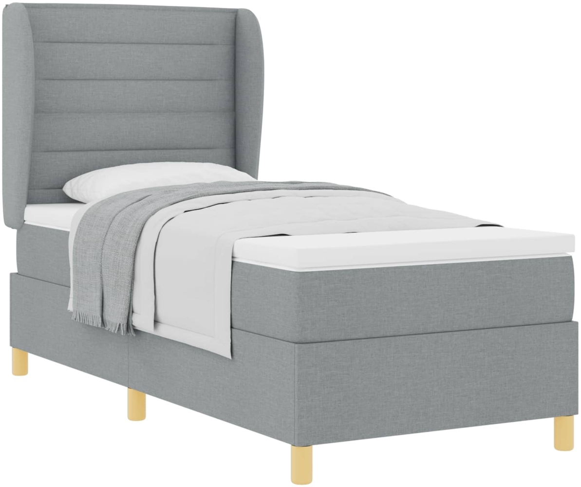 vidaXL Boxspringbett mit Matratze Dunkelgrau 90x190 cm Hellgrau 3340669 Bild 1