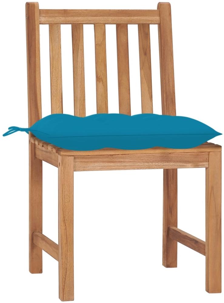 vidaXL Gartenstühle 4 Stk. mit Kissen Massivholz Teak 3073107 Bild 1
