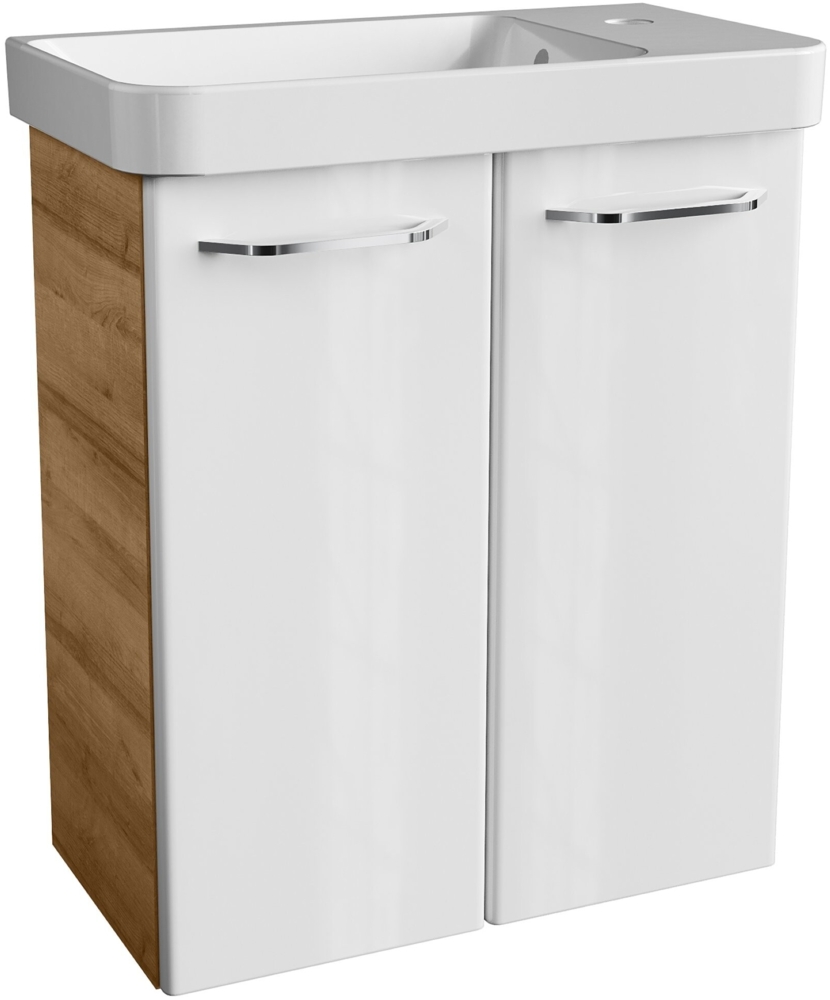 Fackelmann MILANO Gäste-WC Set 55 cm, Braun hell/Weiß, 2-teilig Bild 1