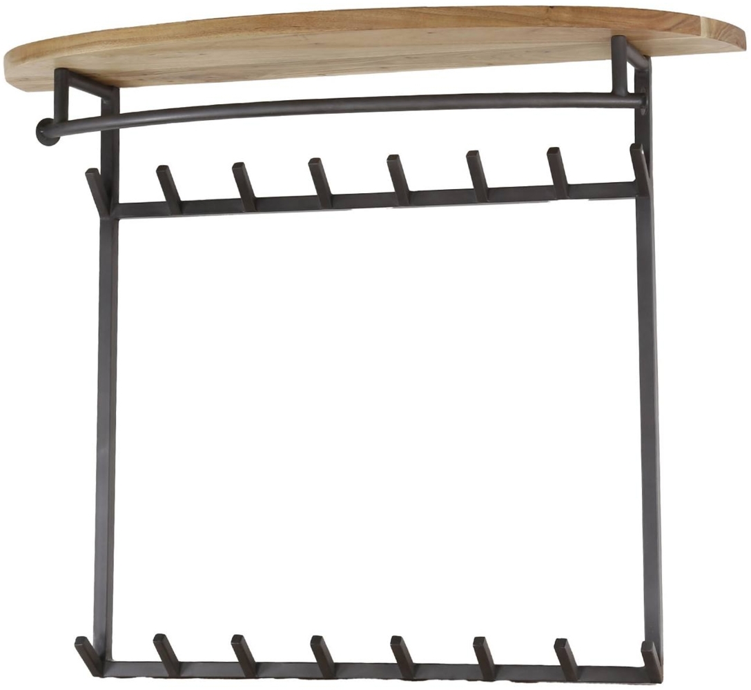 Garderobe Wandgarderobe BOOG 16 Haken Hutablage Stahl Akazie natur Bild 1