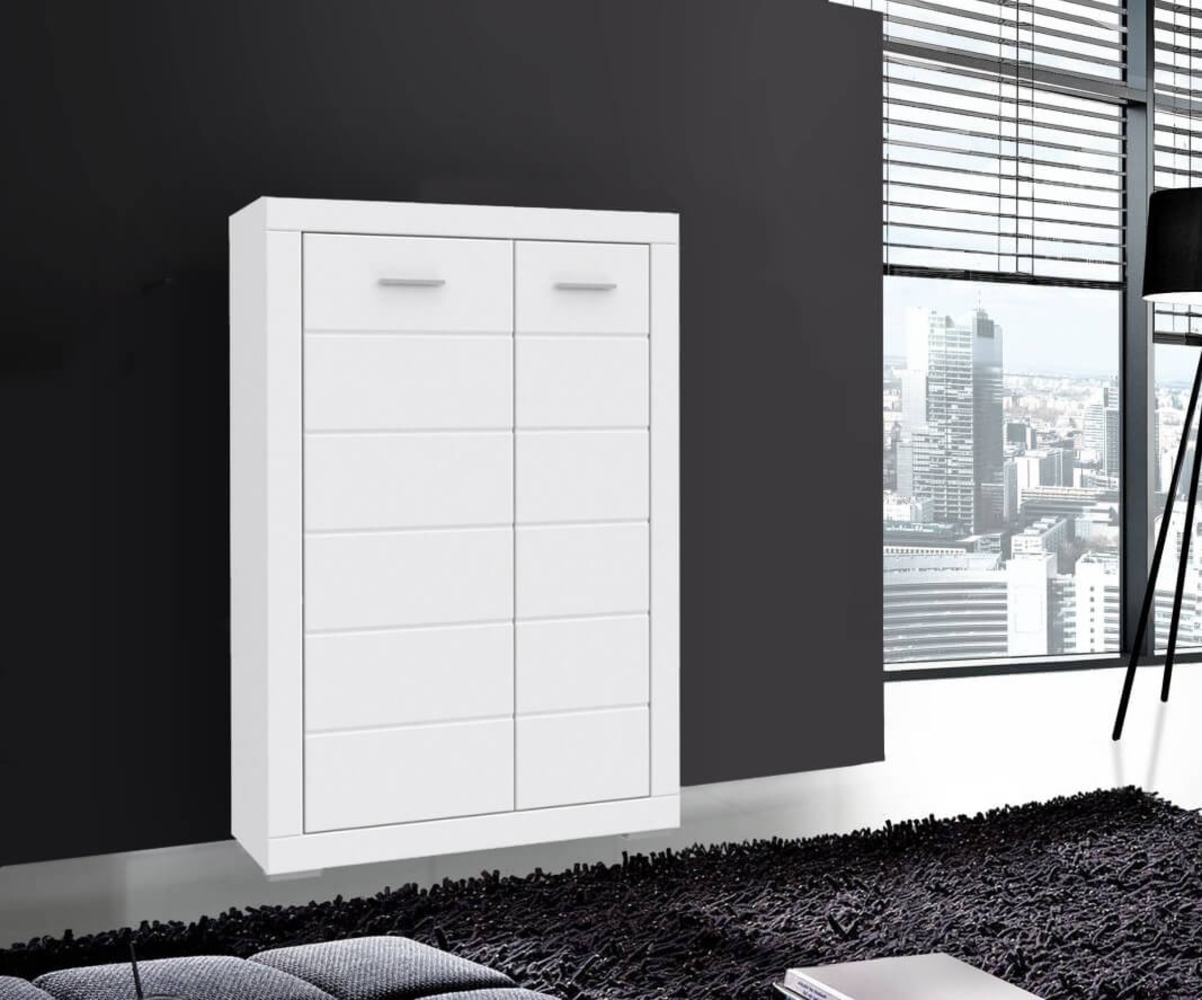 Schrank Stauraumschrank 101cm weiß matt Bild 1