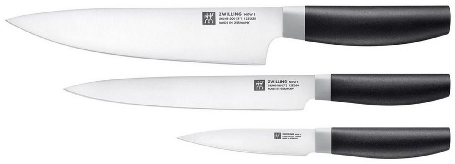 Zwilling Messer-Set Nowo S (Set, 3-tlg, Spick- und Garniermesser 10 cm, Fleischmesser 18 cm, Kochmesser 20 cm), Edelstahl 18/10, farblichen Griffe, Eisgehärtete FRIODUR Klinge Bild 1