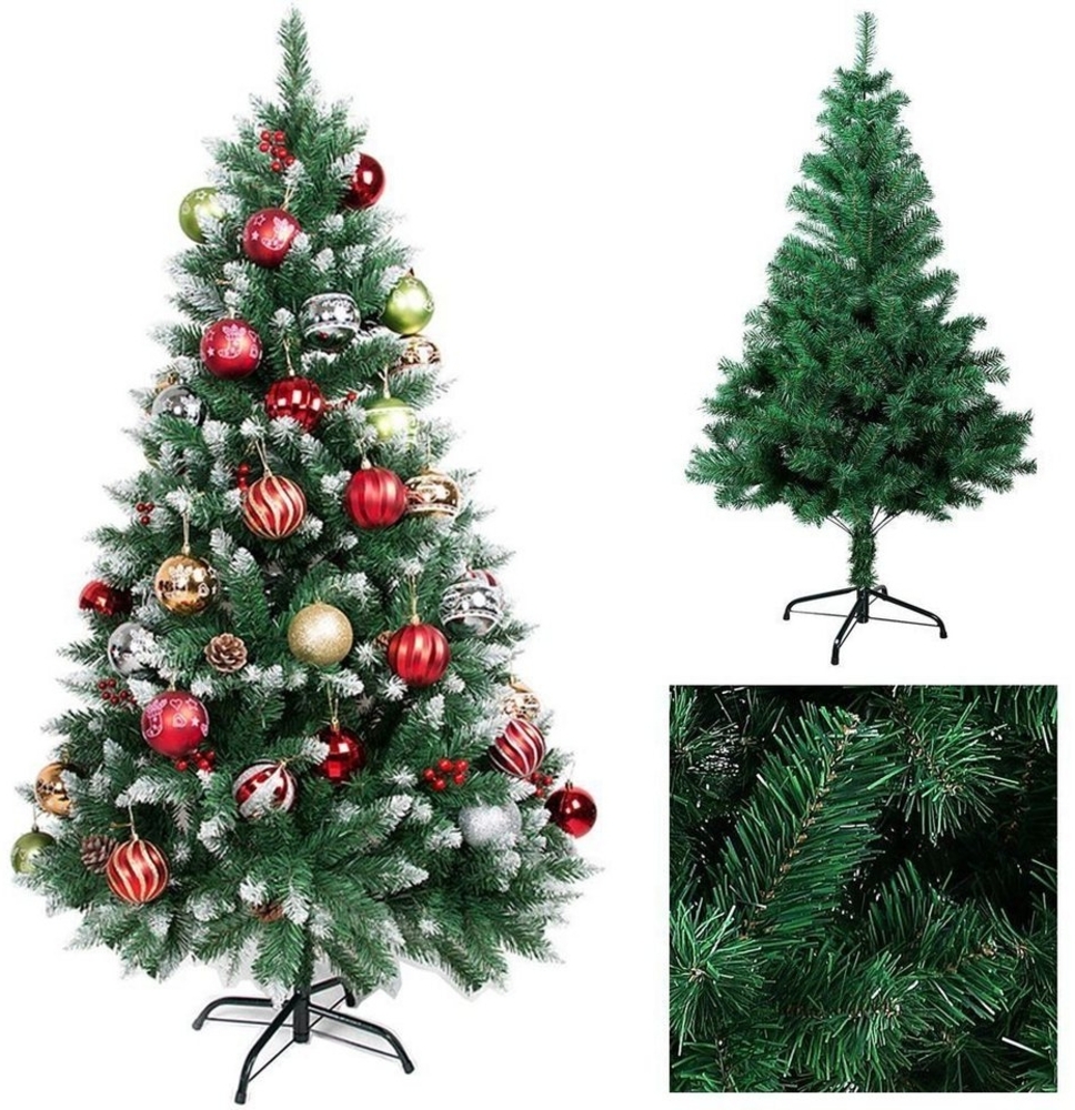 Gotoll Künstlicher Weihnachtsbaum XM003-6, Grün / Weiss Tannenbaum Weihnachtsbäume mit Ständer Christbaum Bild 1