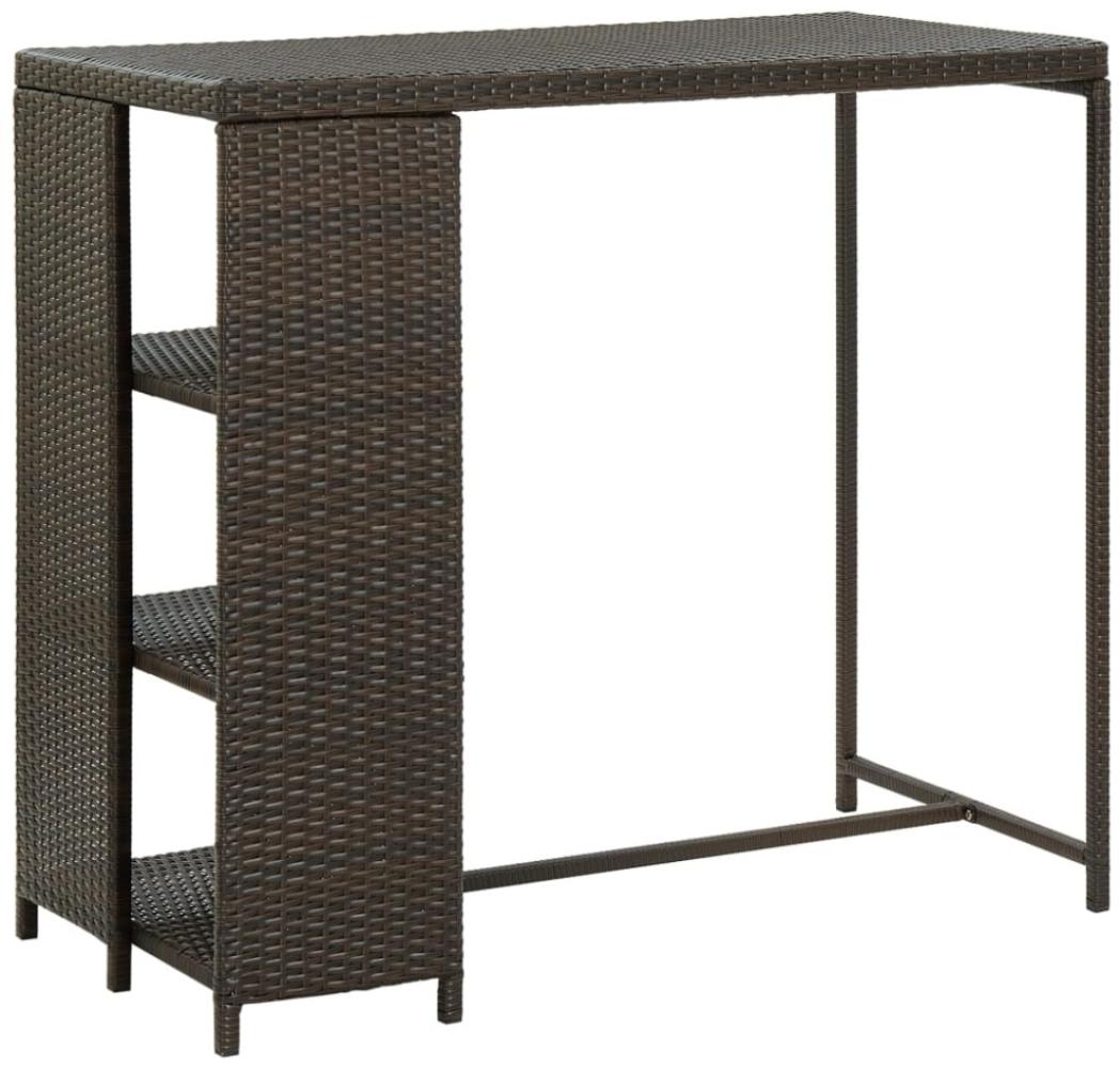 vidaXL Bartisch mit Regal Braun 120x60x110 cm Poly Rattan 313475 Bild 1