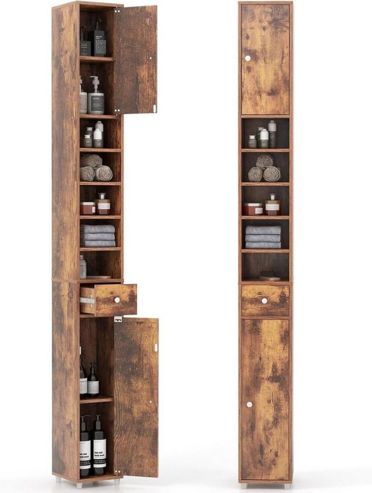 COSTWAY Hochschrank Schmal, mit Schublade, 2 Türen & Fächern, 180cm weiß Bild 1