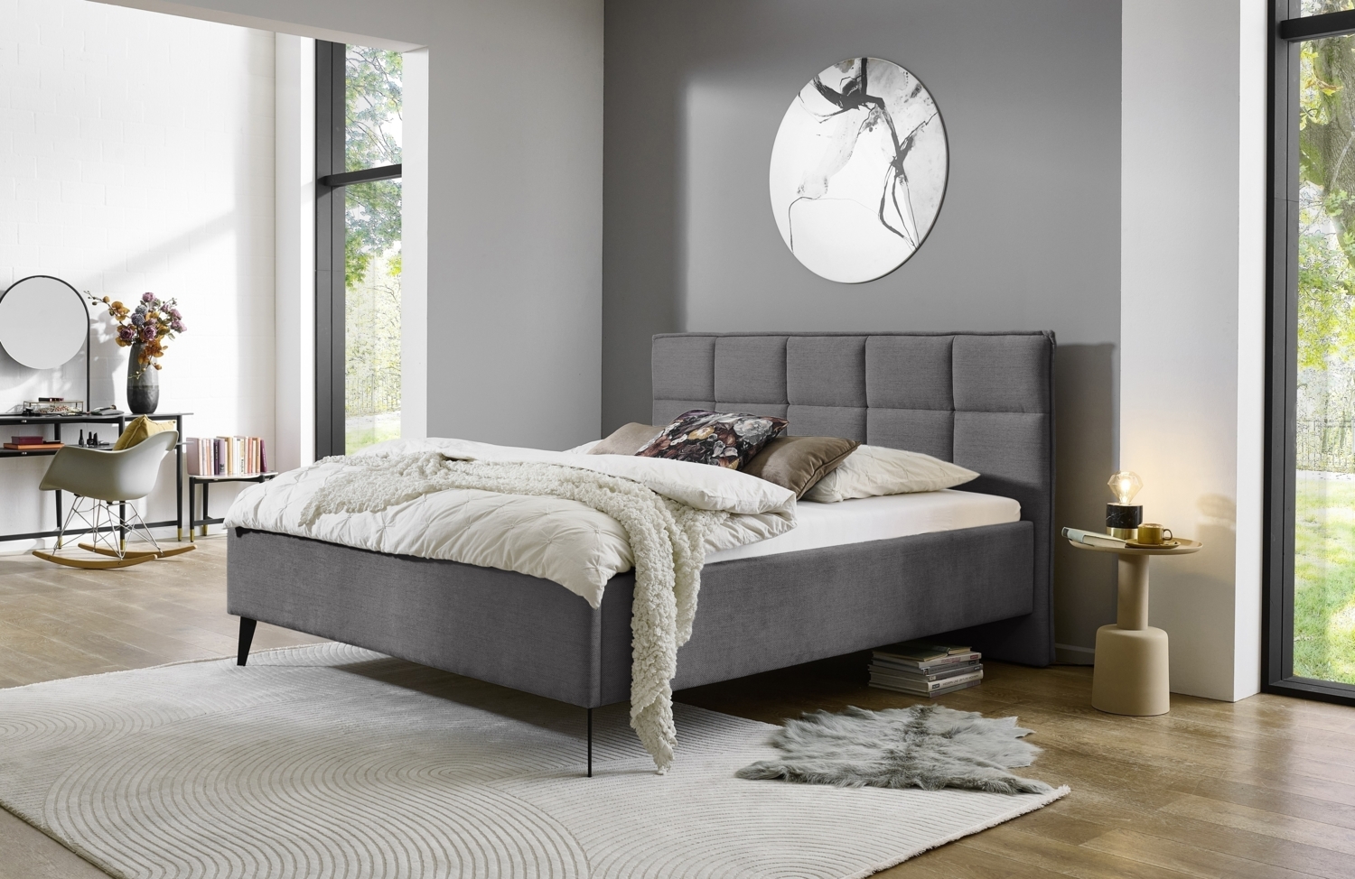 Polsterbett >Paulo mit BK< Liegefläche 180x200 cm, Anthrazit, Stellmaß: 202x120x213cm (BxHxT) Bild 1