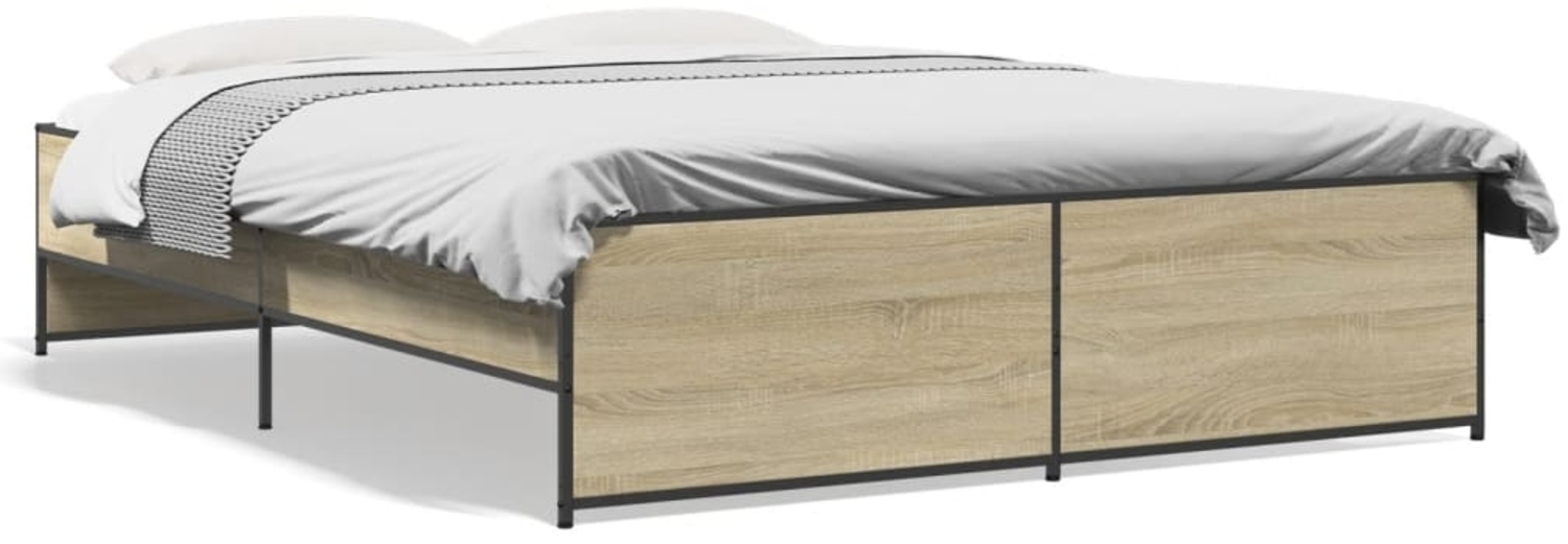 vidaXL Bettgestell Sonoma-Eiche 150x200 cm Holzwerkstoff und Metall 3279883 Bild 1