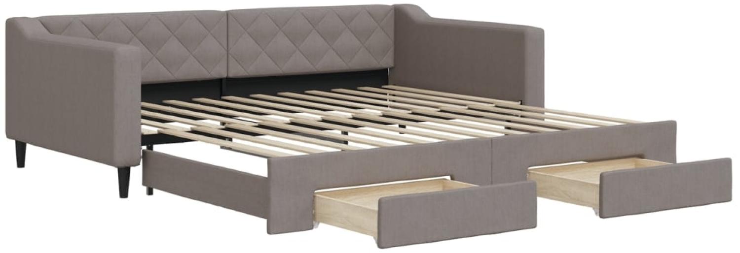 vidaXL Tagesbett Ausziehbar mit Schubladen Taupe 100x200 cm Stoff 3197470 Bild 1