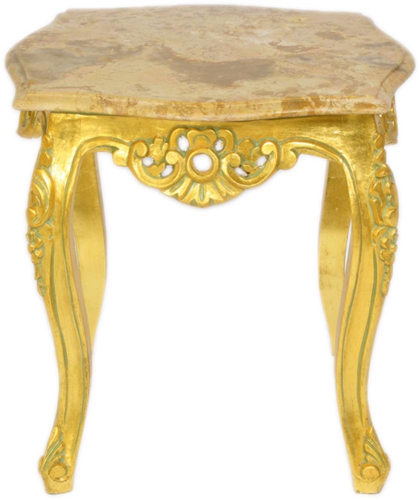 Casa Padrino Barock Beistelltisch Gold mit cremefarbener Marmorplatte 55 x 55 cm x H 55 cm Bild 1