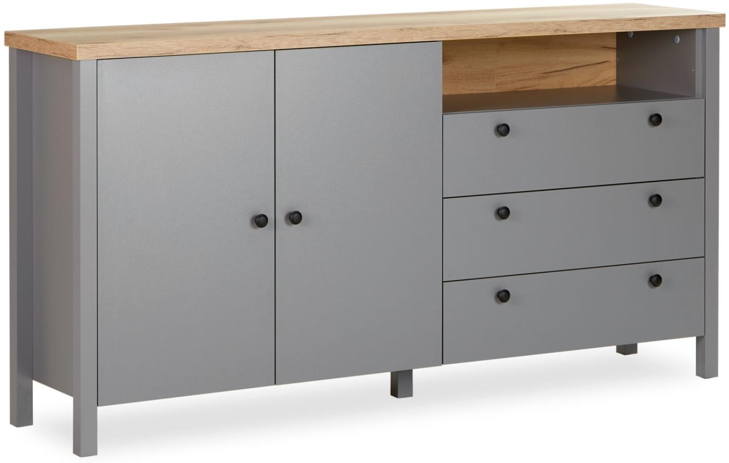 Homestyle4u Sideboard, Holz grau, 166,5 x 86,5 x 38 cm Bild 1