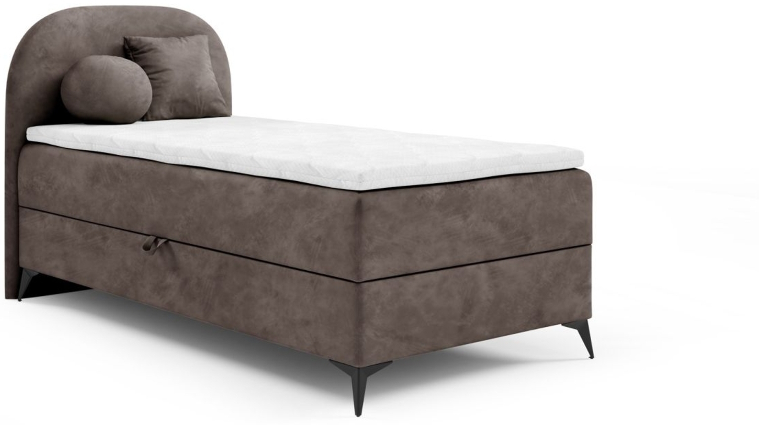 Boxspringbett Gästebett GORGIA 70x200 cm Stoff Jasmin Dunkelbraun Bild 1