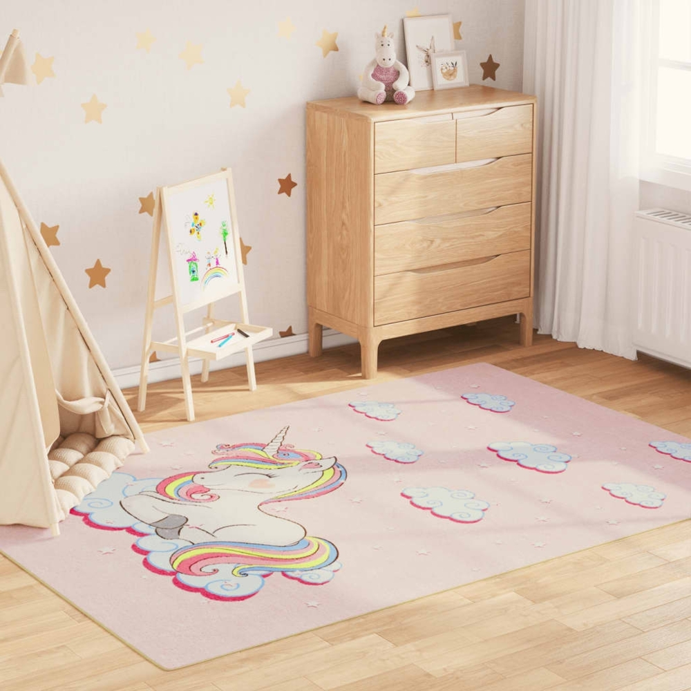 vidaXL Kinderteppich Rosa 160x230 cm Einhorn Waschbar Rutschfest 136622 Bild 1