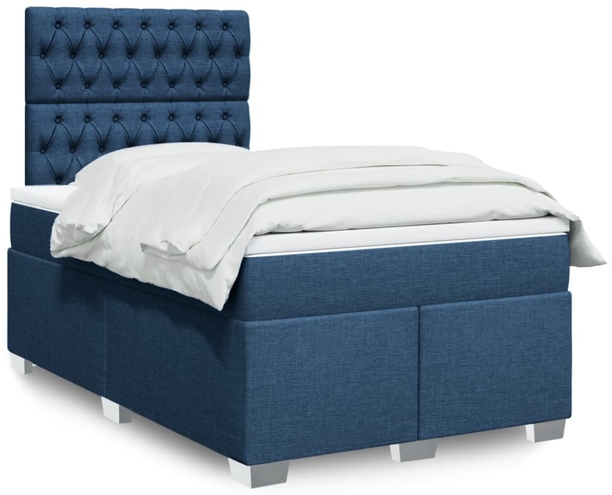 vidaXL Boxspringbett mit Matratze Blau 120x190 cm Stoff 3290440 Bild 1