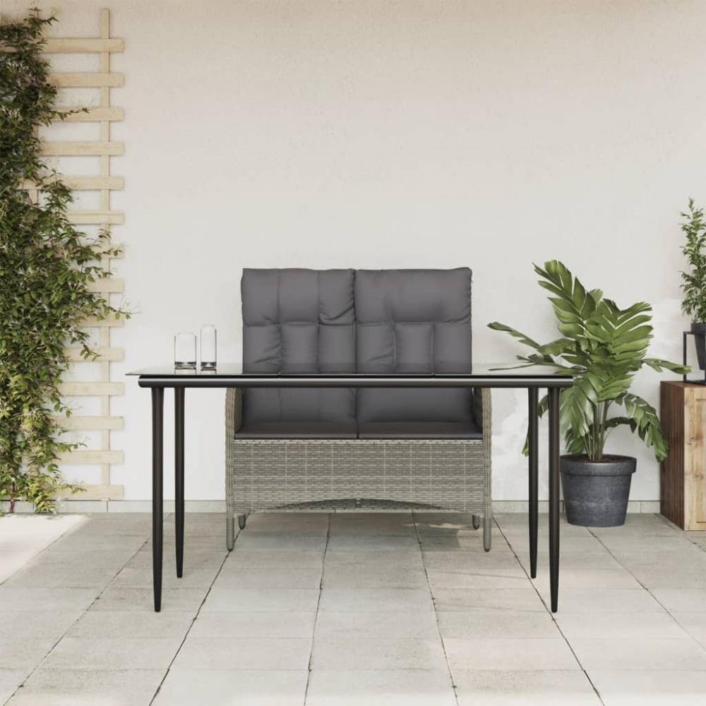 vidaXL 2-tlg. Garten-Essgruppe mit Kissen Grau Poly Rattan 3203501 Bild 1