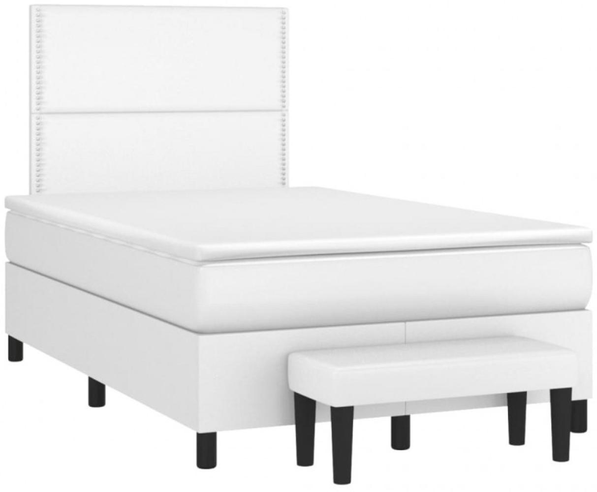 vidaXL Boxspringbett mit Matratze Weiß 120x190 cm Kunstleder 3270446 Bild 1