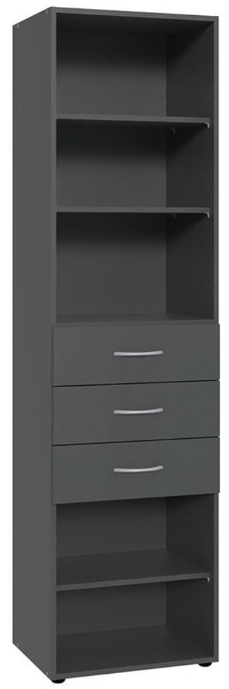 Lomadox Regal MIAMI-43, graphit, 3 Schubladen, 5 offene Fächer, ca. 30/185/40 cm Bild 1