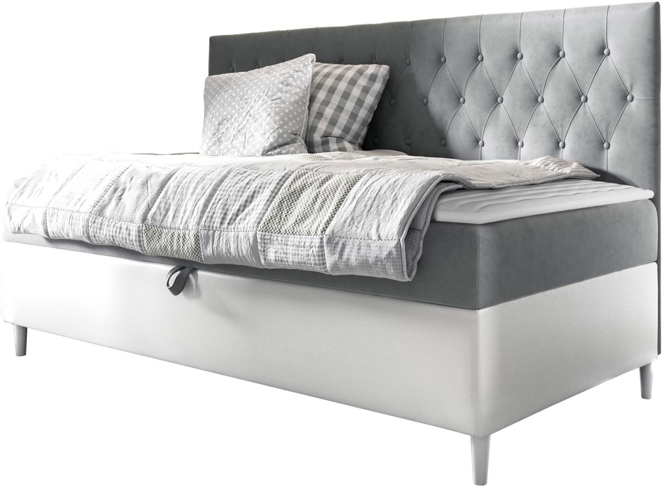 Boxspringbett 'Lenda Junior 2' grau 100 x 200 cm Bild 1