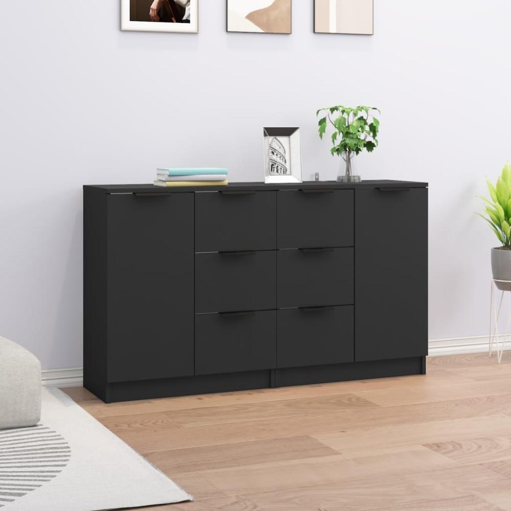 Sideboards 2 Stk. Schwarz 60 x 30 x 70 cm Holzwerkstoff [3115789] Bild 1