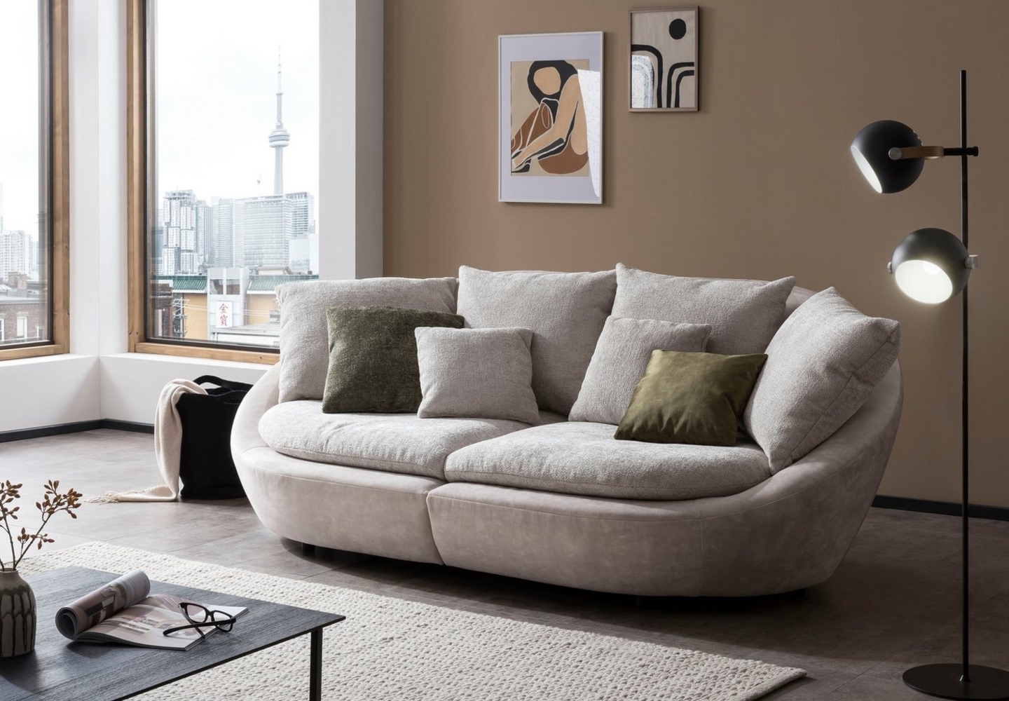 TRENDMANUFAKTUR Big-Sofa Maui, inklusive 4 Rückenkissen und 2 Zierkissen, Designersofa, Organische Form, Sofa frei im Raum stellbar, moderne Optik Bild 1