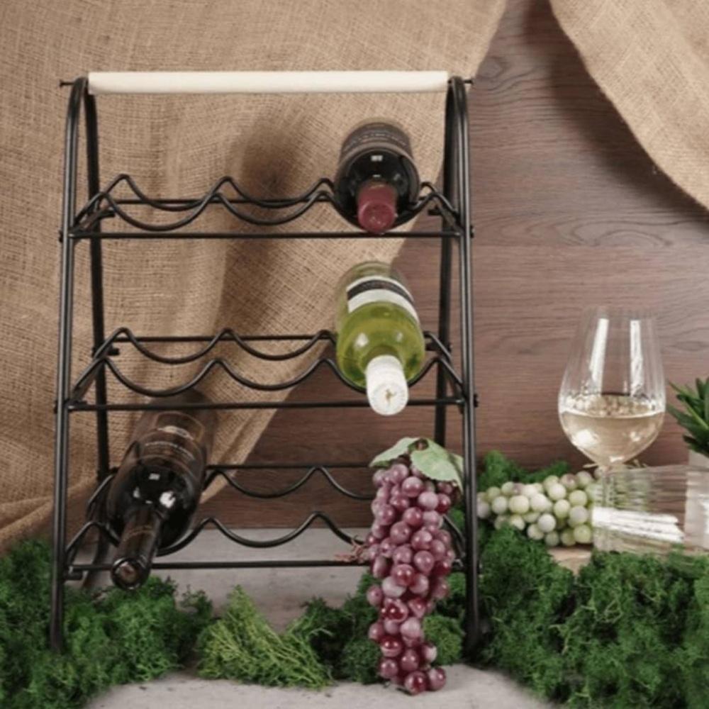 Home&Styling Weinregal für 9 Flaschen Metall Schwarz und Natur 447483 Bild 1