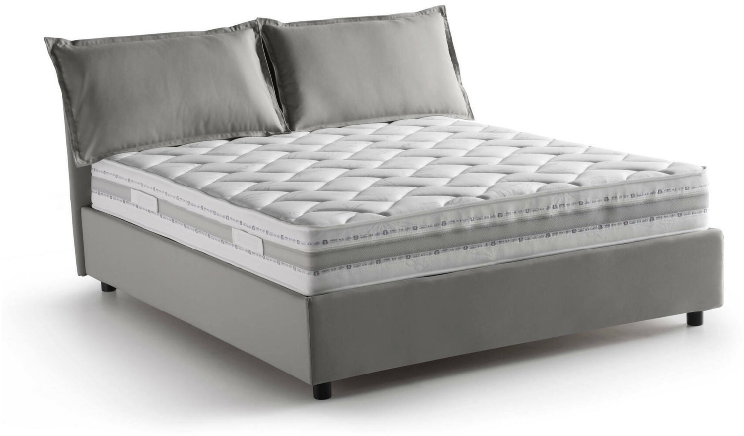 Dmora Doppelbett Annica, Stoffbett mit Stauraum, Öffnung vorne, inklusive Matratze 140 x 200 cm, 100 % Made in Italy, Grau Bild 1