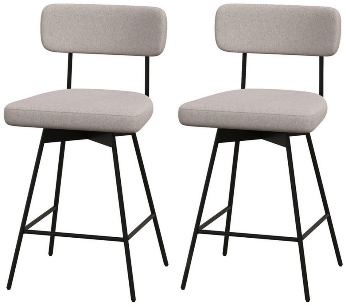 KOMFOTTEU Barhocker (2er-Set), Küchenstühle drehbar, mit Rückenlehne und Fußstütze Bild 1
