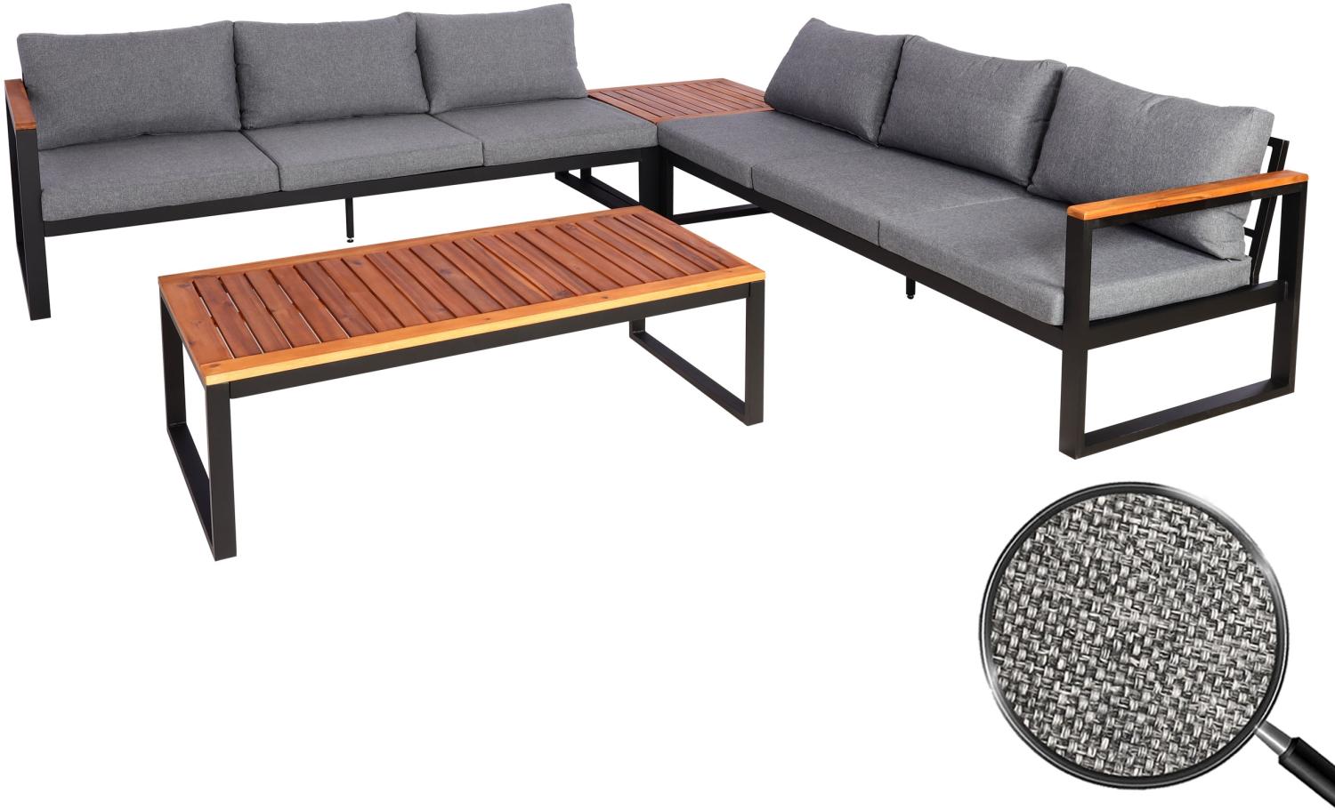 Garten-Garnitur HWC-L26, Gartenlounge Lounge-Set Sitzgruppe Sofa, Aluminium Akazie Holz MVG-zertifiziert ~ dunkelgrau Bild 1