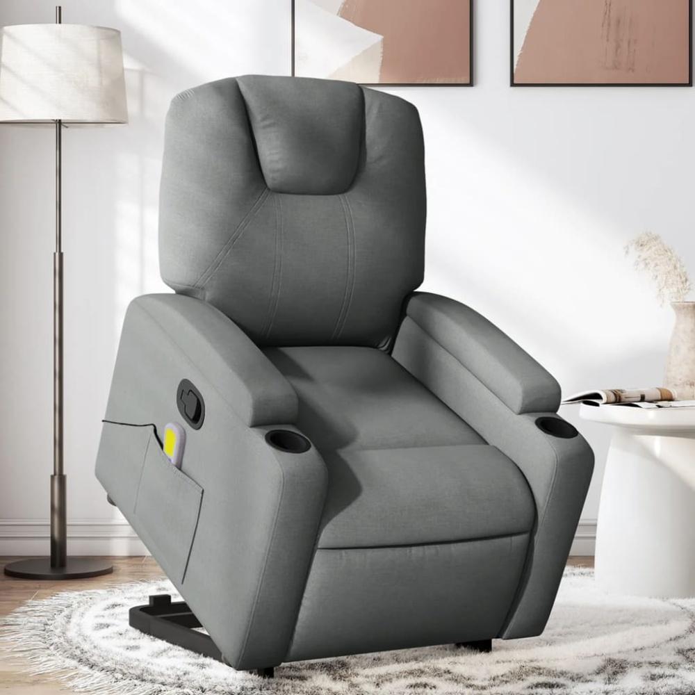 vidaXL Massagesessel mit Aufstehhilfe Dunkelgrau Stoff 3204381 Bild 1