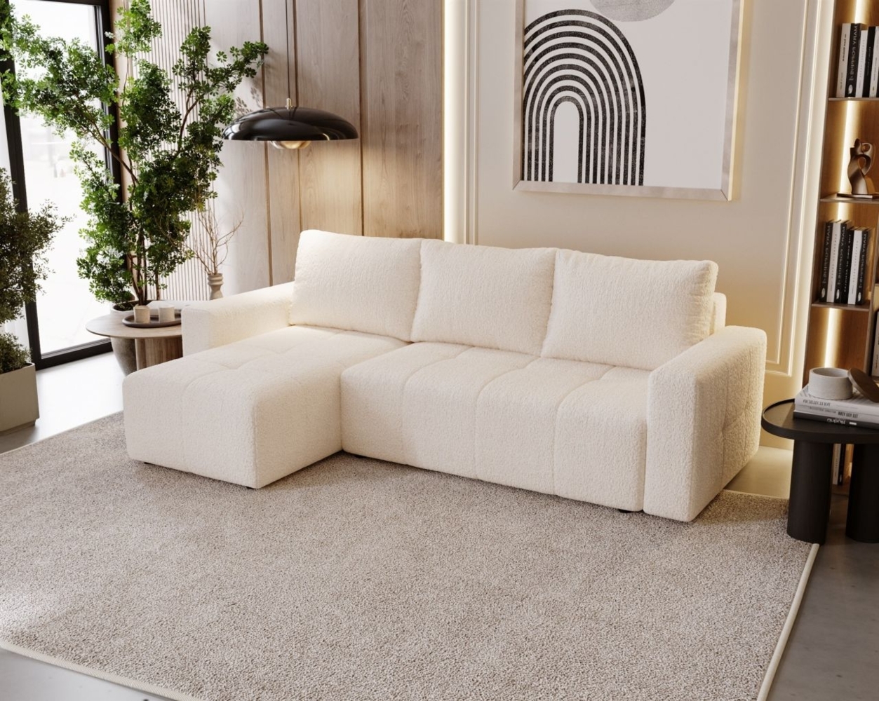 Ecksofa Schlafsofa NOHA in Stoff Now or Never Creme Ottomane Links Bild 1