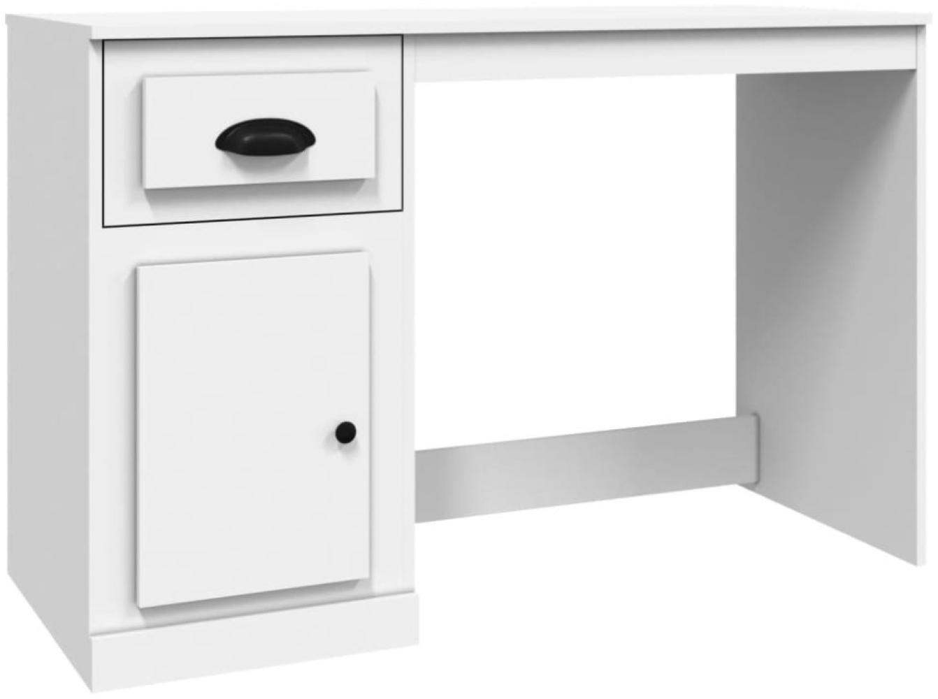 vidaXL Schreibtisch mit Schublade, Holzwerkstoff, 115x50x75 cm, Weiß Bild 1