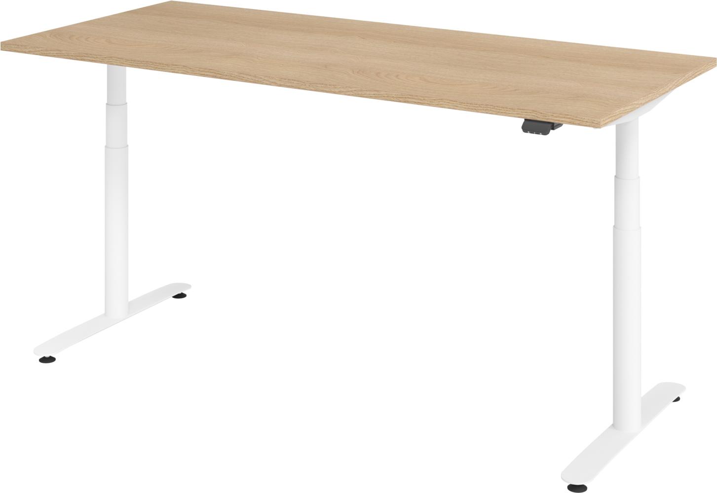 bümö® smarter Schreibtisch Serie-XDLR elektrisch höhenverstellbar mit App-Steuerung 180 x 80 cm in Eiche / Weiß Bild 1