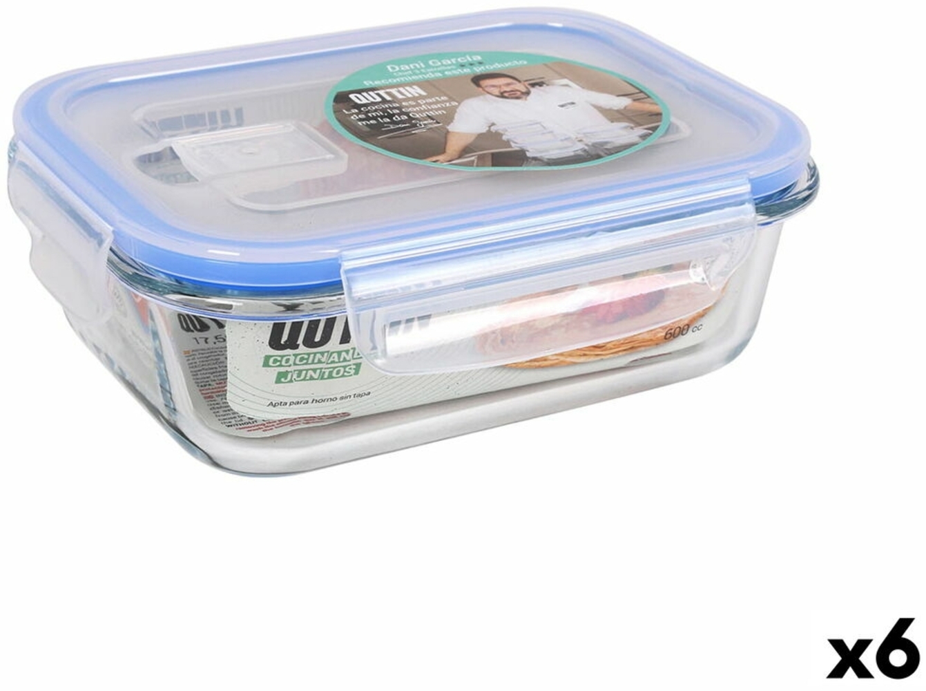 Lunchbox hermetisch Quttin rechteckig 600 ml 17,5 x 13 x 6 cm (6 Stück) Default Title Bild 1