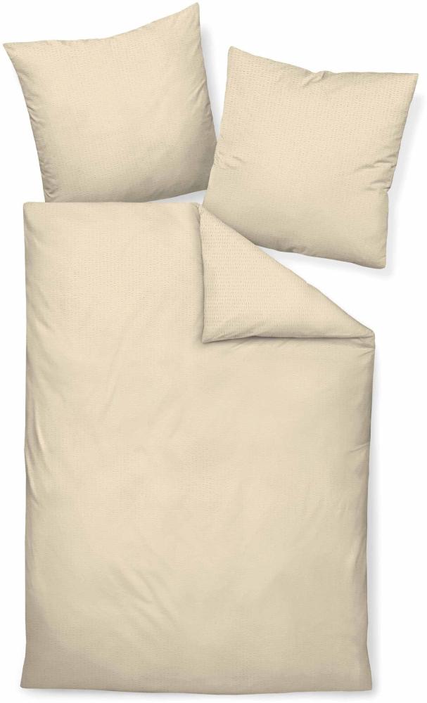 Janine Mako Soft Seersucker uni Bettwäsche 2 teilig Bettbezug 155x200 cm Kopfkissenbezug 80x80 cm PIANO creme Bild 1