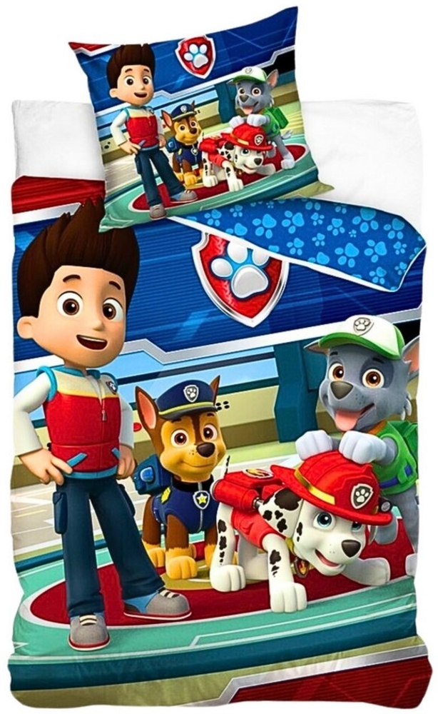 PAW PATROL Kinderbettwäsche, Baumwolle, 2 teilig, Kinder Wendebettwäsche 135-140 x 200 cm Bild 1