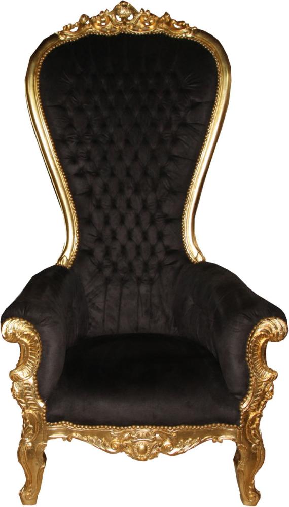 Casa Padrino Barock Thron Sessel Majestic Mod1 Schwarz/Gold - Riesensessel - Thron Stuhl Bild 1