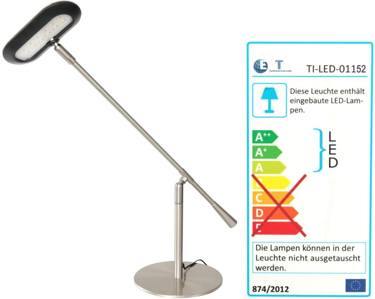 LED- Schreibtischlampe mit länglichen Lampenkopf Nickel-matt Bild 1