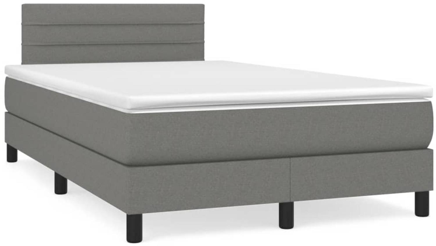 vidaXL Boxspringbett mit Matratze & LED Dunkelgrau 120x190 cm Stoff 3270047 Bild 1