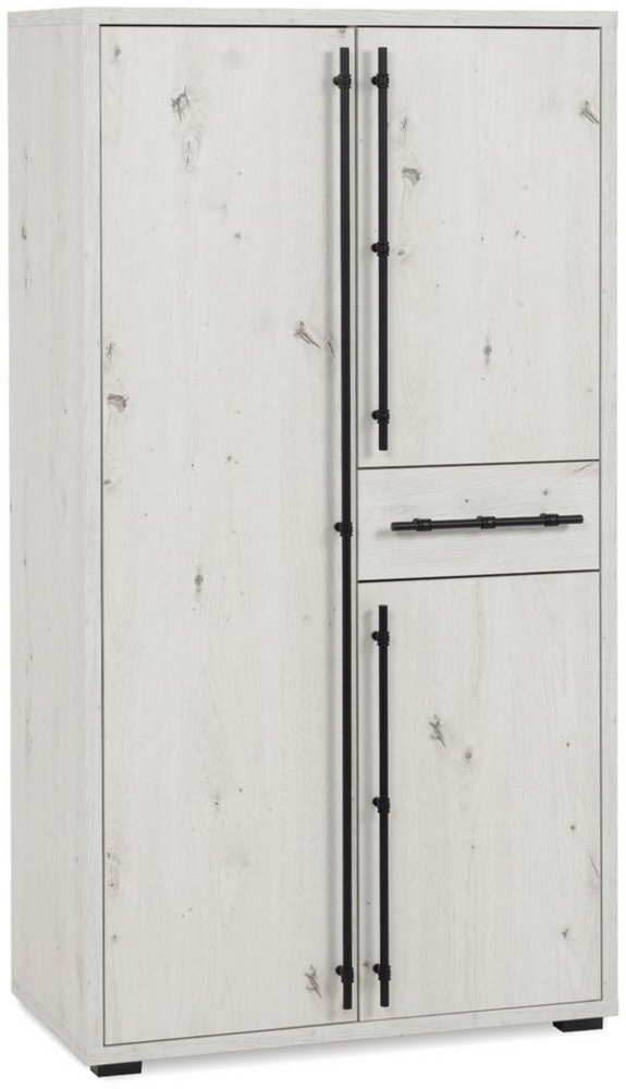 Finori Highboard Almo 53A, Dekor Artisan Oak, weiß, ABS-Kante, Metallgriffe, 75,3 x 140 x 38,5 cm Bild 1